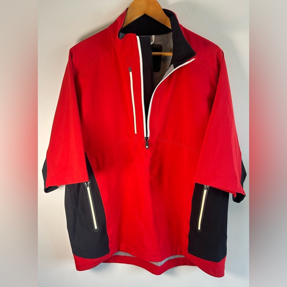 Footjoy Dryjoys FJ Tour XP Rain Jacket Mens Size L Golf Windbreaker Red Gray
